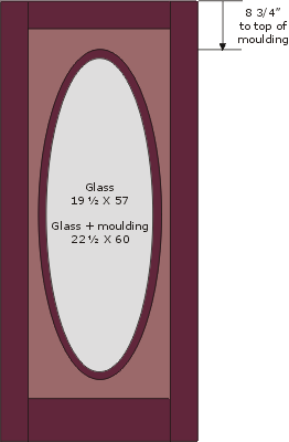 Key measurements from an oval glass entry door